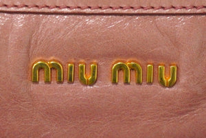 MIUMIU ミュウミュウ ヴィッテロ シャイン ２WAY ハンドバッグ ピンク レザー ショルダーバッグ ロゴ 5BB104 良品 中古 61767
