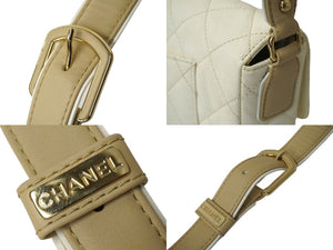 新品同様 CHANEL シャネル ショルダーバッグ マトラッセ ココマーク 31番台 ホワイト ベージュ レザー ゴールド金具 中古 61769