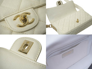 新品同様 CHANEL シャネル ショルダーバッグ マトラッセ ココマーク 31番台 ホワイト ベージュ レザー ゴールド金具 中古 61769
