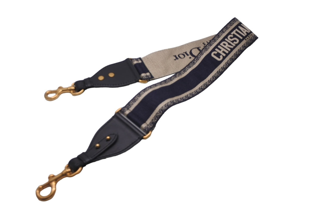 Christian Dior クリスチャンディオール オブリーク エンブロイダリー ショルダーストラップ ネイビー 美品 中古 61771