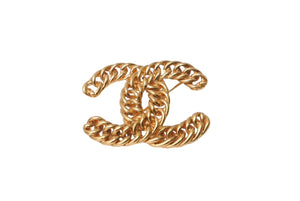 極美品 CHANEL シャネル ヴィンテージ チェーンココマーク ビッグブローチ ゴールド GP 中古 61778