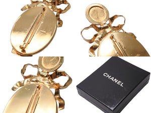 CHANEL シャネル ココマーク ミラー リボン ヴィンテージ ブローチ ゴールド アクセサリー レディース 小物 美品 中古 61779