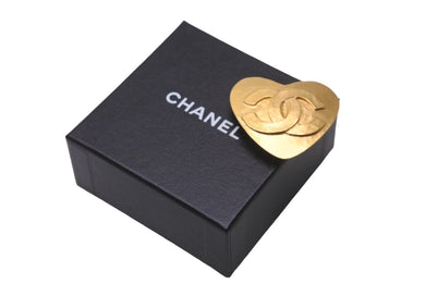 極美品 CHANEL シャネル ヴィンテージ ココマーク ハートブローチ 95P ゴールド GP 中古 61780