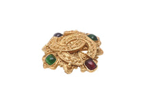 Load image into Gallery viewer, CHANEL シャネル カラーストーン ゴールド ブローチ 94A グリーン レッド ゴールド金具 アクセサリー 美品 中古 61781
