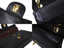 Load image into Gallery viewer, CHANEL シャネル Wフラップ マトラッセ チェーン ショルダーバッグ 23cm 1番台 ラムスキン ブラック ゴールド金具 美品 中古 61782
