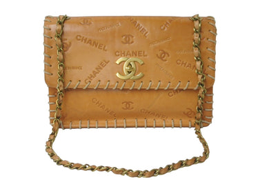 CHANEL シャネル ココマーク ベースボールステッチ エンボス ショルダーバッグ 2番台 ブラウン ゴールド金具 美品 中古 61783