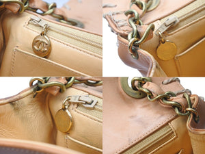 CHANEL シャネル ココマーク ベースボールステッチ エンボス ショルダーバッグ 2番台 ブラウン ゴールド金具 美品 中古 61783