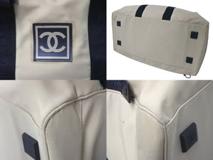 CHANEL シャネル スポーツライン ボストンバッグ 7番台 ベージュ ブラック ココマーク ナイロン 良品 中古 61784