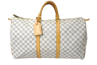 LOUIS VUITTON ルイヴィトン キーポル 50 ボストンバッグ N41430 ダミエアズールキャンバス ホワイト 良品 中古 61790