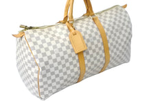 Load image into Gallery viewer, LOUIS VUITTON ルイヴィトン キーポル 50 ボストンバッグ N41430 ダミエアズールキャンバス ホワイト 良品 中古 61790