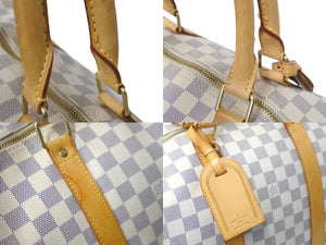 LOUIS VUITTON ルイヴィトン キーポル 50 ボストンバッグ N41430 ダミエアズールキャンバス ホワイト 良品 中古 61790