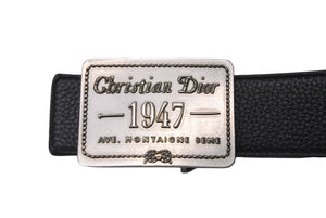Christian Dior クリスチャンディオール リバーシブル ロゴ レザー ベルト 1947 小物 ブラック ネイビー 美品 中古 61809