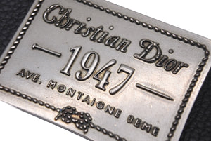 Christian Dior クリスチャンディオール リバーシブル ロゴ レザー ベルト 1947 小物 ブラック ネイビー 美品 中古 61809