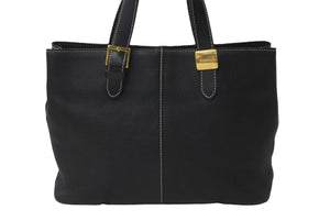 BURBERRY バーバリー ハンドバッグ ゴールドプレート ノバチェック ホースマーク ジャガード織り レザー ブラック 美品 中古 61815