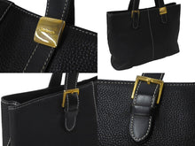 Load image into Gallery viewer, BURBERRY バーバリー ハンドバッグ ゴールドプレート ノバチェック ホースマーク ジャガード織り レザー ブラック 美品 中古 61815