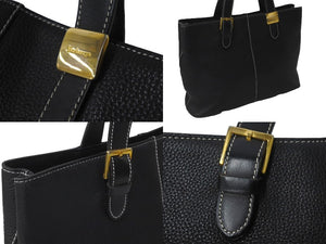 BURBERRY バーバリー ハンドバッグ ゴールドプレート ノバチェック ホースマーク ジャガード織り レザー ブラック 美品 中古 61815