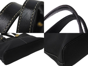 BURBERRY バーバリー ハンドバッグ ゴールドプレート ノバチェック ホースマーク ジャガード織り レザー ブラック 美品 中古 61815