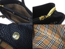 Load image into Gallery viewer, BURBERRY バーバリー ハンドバッグ ゴールドプレート ノバチェック ホースマーク ジャガード織り レザー ブラック 美品 中古 61815