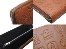 Load image into Gallery viewer, 極美品 LOEWE ロエベ 長財布 170周年 シグネチャー ラウンドジップ アナグラム エンボス加工 ブラウン レザー 中古 61816