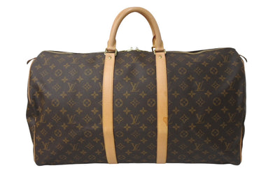 極美品 LOUIS VUITTON ルイヴィトン ボストンバッグ キーポル55 M41424 モノグラム ブラウン PVC レザー 中古 61818
