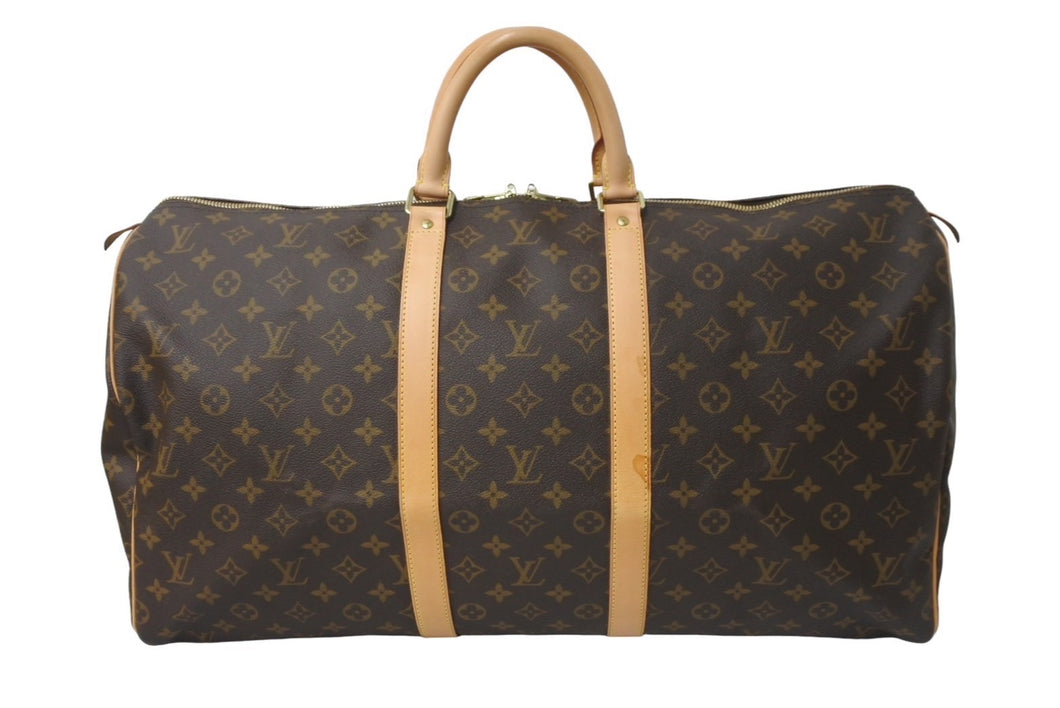 極美品 LOUIS VUITTON ルイヴィトン ボストンバッグ キーポル55 M41424 モノグラム ブラウン PVC レザー 中古 61818