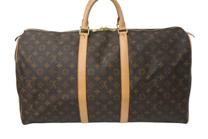 極美品 LOUIS VUITTON ルイヴィトン ボストンバッグ キーポル55 M41424 モノグラム ブラウン PVC レザー 中古 61818