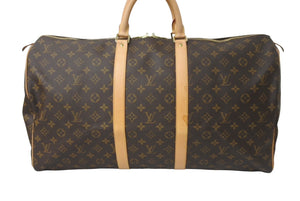 極美品 LOUIS VUITTON ルイヴィトン ボストンバッグ キーポル55 M41424 モノグラム ブラウン PVC レザー 中古 61818