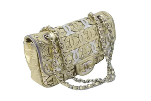 CHANEL シャネル ココマークパッチワーク CCチェーンショルダーバッグ ゴールド シルバー金具 12番台 総柄 美品 中古 61824