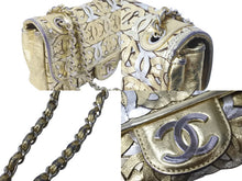 Load image into Gallery viewer, CHANEL シャネル ココマークパッチワーク CCチェーンショルダーバッグ ゴールド シルバー金具 12番台 総柄 美品 中古 61824