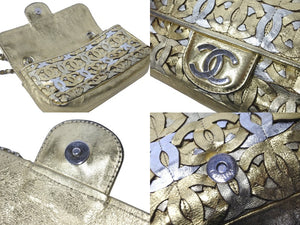 CHANEL シャネル ココマークパッチワーク CCチェーンショルダーバッグ ゴールド シルバー金具 12番台 総柄 美品 中古 61824
