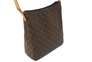 LOUIS VUITTON ルイヴィトン ハンドバッグ ルーピングGM モノグラムキャンバス M51145 ブラウン 美品 中古 61825