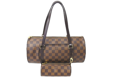 LOUIS VUITTON ルイヴィトン ハンドバッグ ドラム型 ダミエ パピヨンGM ポーチ付き 30 GM N51303 美品 中古 61826