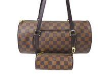 画像をギャラリービューアに読み込む, LOUIS VUITTON ルイヴィトン ハンドバッグ ドラム型 ダミエ パピヨンGM ポーチ付き 30 GM N51303 美品 中古 61826