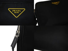 画像をギャラリービューアに読み込む, PRADA プラダ ショルダーバッグ ミニポーチ 2VH116 テッスート ネロ ジャッロ ナイロン カーフ ブラック イエロー 美品 中古 61829 