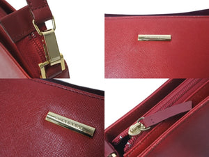 BURBERRY バーバリー ショルダーバッグ ノバチェック柄 ブランドロゴ レザー レッド ゴールド金具 美品 中古 61831 