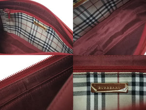BURBERRY バーバリー ショルダーバッグ ノバチェック柄 ブランドロゴ レザー レッド ゴールド金具 美品 中古 61831 