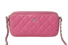 Load image into Gallery viewer, CHANEL シャネル 長財布 27番台 キルテッド ラムスキン チェーンウォレット ココマーク ピンク シルバー金具 良品 中古 61832