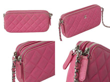 Load image into Gallery viewer, CHANEL シャネル 長財布 27番台 キルテッド ラムスキン チェーンウォレット ココマーク ピンク シルバー金具 良品 中古 61832