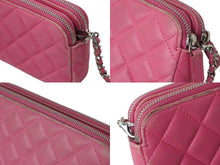 Load image into Gallery viewer, CHANEL シャネル 長財布 27番台 キルテッド ラムスキン チェーンウォレット ココマーク ピンク シルバー金具 良品 中古 61832