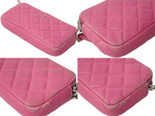 Load image into Gallery viewer, CHANEL シャネル 長財布 27番台 キルテッド ラムスキン チェーンウォレット ココマーク ピンク シルバー金具 良品 中古 61832