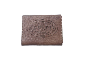 FENDI フェンディ セレリア 二つ折り財布 Wスナップ 8M0145 パンチンクデザイン レザー ブラウン シルバー金具 美品 中古 61834 