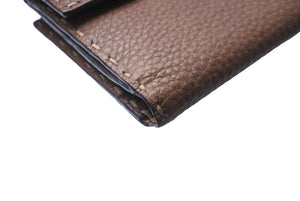 FENDI フェンディ セレリア 二つ折り財布 Wスナップ 8M0145 パンチンクデザイン レザー ブラウン シルバー金具 美品 中古 61834 