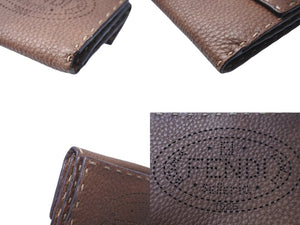 FENDI フェンディ セレリア 二つ折り財布 Wスナップ 8M0145 パンチンクデザイン レザー ブラウン シルバー金具 美品 中古 61834 
