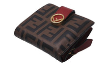 画像をギャラリービューアに読み込む, FENDI フェンディ エフイズ フェンディ 二つ折り財布 8M0386AAFMF13VK ブラウン レッド ゴールド金具 中古 61835 