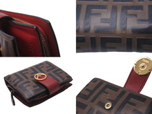 画像をギャラリービューアに読み込む, FENDI フェンディ エフイズ フェンディ 二つ折り財布 8M0386AAFMF13VK ブラウン レッド ゴールド金具 中古 61835 