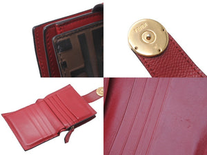 FENDI フェンディ エフイズ フェンディ 二つ折り財布 8M0386AAFMF13VK ブラウン レッド ゴールド金具 中古 61835 