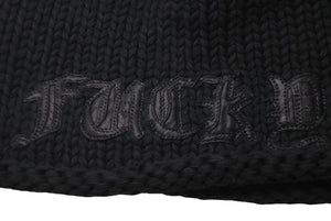 極美品 CHROME HEARTS クロムハーツ FUCK YOU ビーニー ニットキャップ クロスボール パッチ カシミヤ ブラック 中古 61846