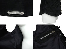 Load image into Gallery viewer, CHROME HEARTS クロムハーツ 8Bクロスボタン スエード ベスト サイズS 牛革 シルバー925 ブラック 2216-304-0555 美品 中古 61852