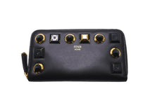 Load image into Gallery viewer, FENDI フェンディ 長財布 スタッズ ラウンドファスナー ジップ ゴールドエディション レザー 8M0299 ブラック 良品 中古 61904