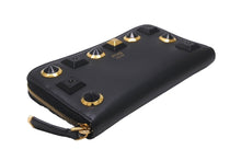Load image into Gallery viewer, FENDI フェンディ 長財布 スタッズ ラウンドファスナー ジップ ゴールドエディション レザー 8M0299 ブラック 良品 中古 61904